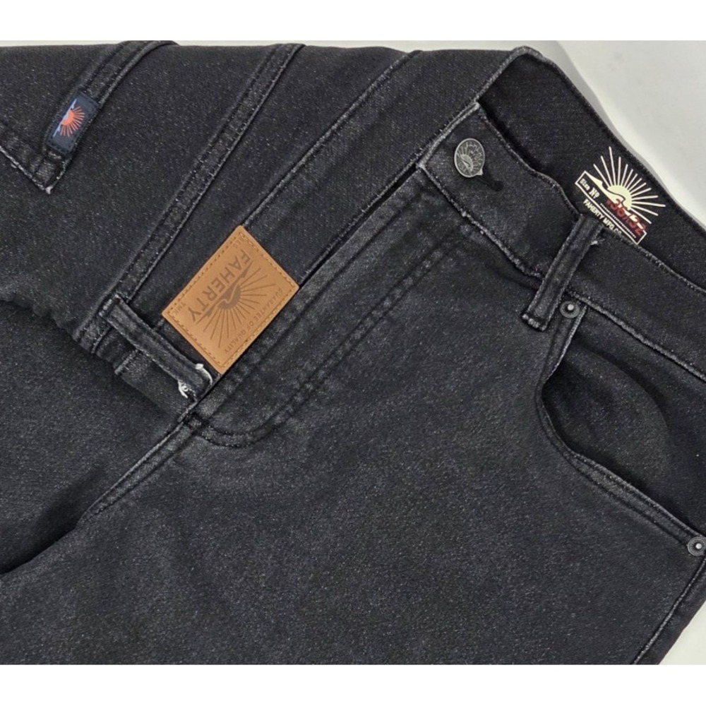 Faherty Stretch Terry 5 Pocket Pants Men's 36x32 Onyx Black Athletic Fit